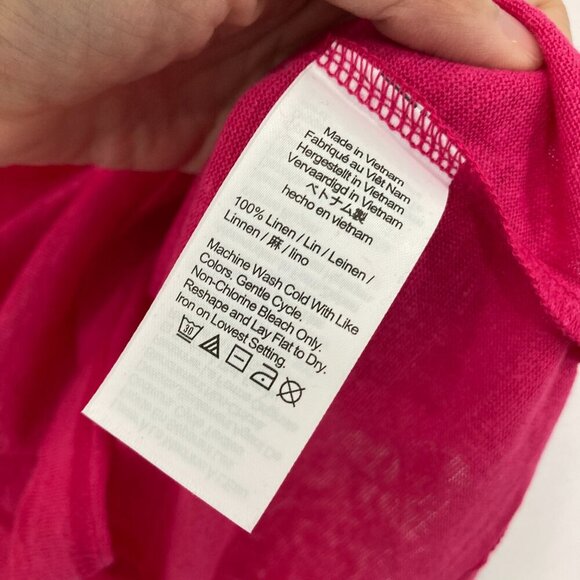 New J. Crew Medium Hot Pink Crew Neck 100% Linen Stretch Short Sleeve Tee - Picture 8 of 10